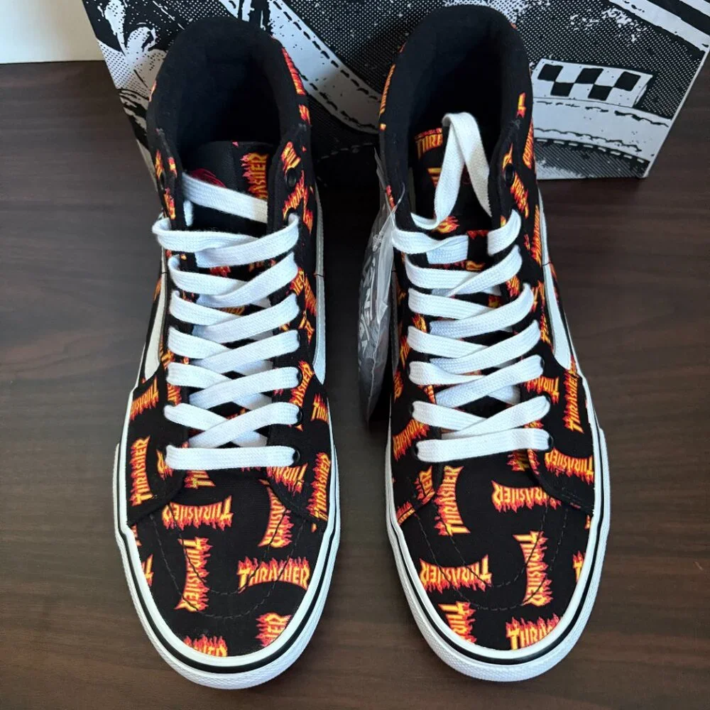 Vans Shoes Mens Thrasher Colab Flames Classic High Top Skate Sneakers Grunge 9
